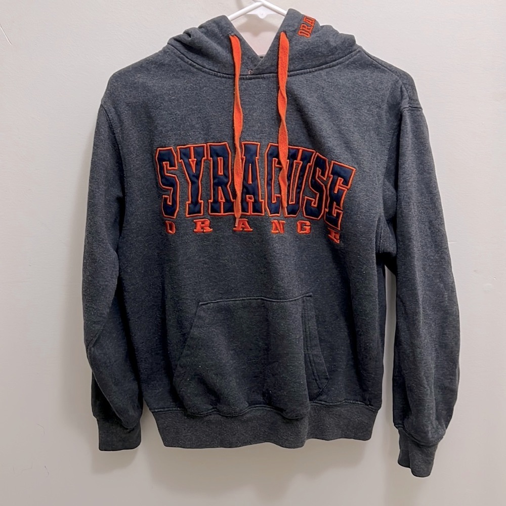 Women’s Grey Charcoal Syracuse Orange Logo Pullover Hoodie, Size Small